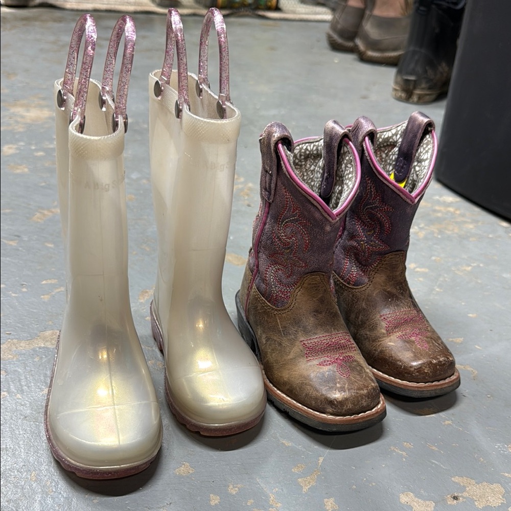 Kids Rain and Cowboy Boots Set